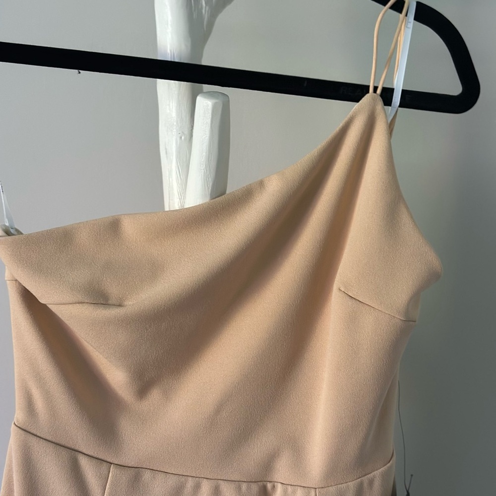 Lulu's One-Shoulder Dress in Soft Beige